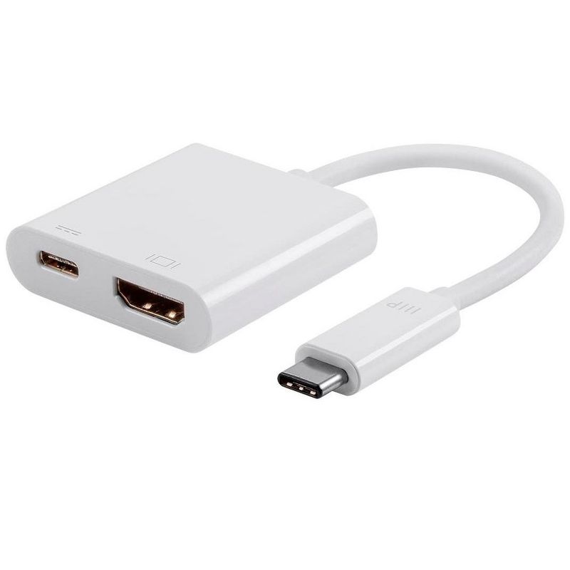 Monoprice USB-C to HDMI and USB-C (F) Dual Port Adapter, Compatible With USB-C Equipped Laptops, Such As The Apple Macbook And Google Chromebook, 1 of 8