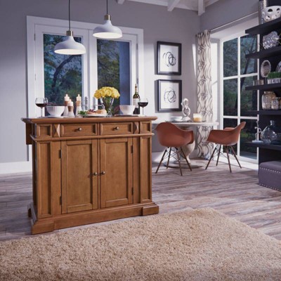Americana Oak Kitchen Island with Drop Leaf