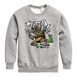 Boys' - Teenage Mutant Ninja Turtles - Raphael Going In Loud Graphic Long Sleeve Fleece Sweatshirt - 1 of 4