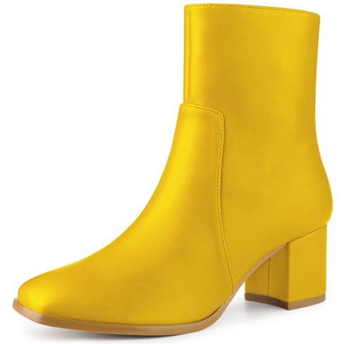 Allegra K Women s Halloween Square Toe Side Zip Block Heel Ankle Boots Yellow 9.5 Target