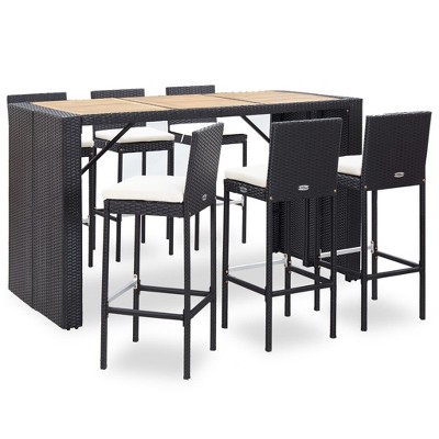 vidaXL Garden Bar Set Black (Rattan), Cream (Cushions)