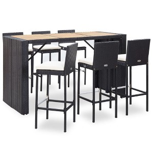 vidaXL Garden Bar Set Black (Rattan), Cream (Cushions) - 1 of 4