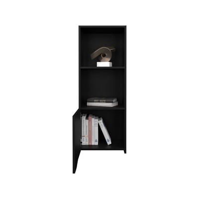 GlasFlength Decorative Storage Cabinets Accent Storage Cabinet Pima Wall Cabinet Wall Storage Shelf With 1 Door for Room, Black, 13.4"*16.1"*43.3"