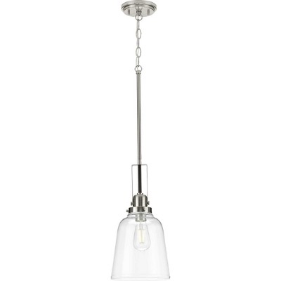 Rushton Brushed Nickel and Clear Glass Industrial Pendant Light