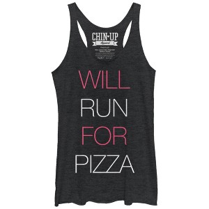 Women's CHIN UP Will Run for Pizza Racerback Tank Top - 1 of 3