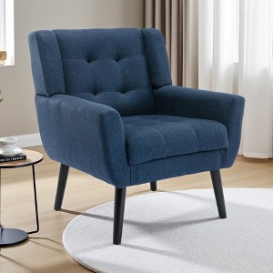 Modern Accent Chair with Curved Back and Padded Seat - 1 of 4