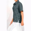LA LEELA Women's Casual Solid Blouse Shirt TShirts Short Sleeve Button Down Dress Tops Tee Shirts Hawaiian Blouses for Women - 2 of 4