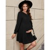 Maternity Dress Lantern Sleeve Crew Neck Tunic A-Line Swing Knit Dress Casual Loose Winter Pullover Sweater Midi Dresses - 2 of 4