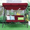 Anybear Red 3-Person Outdoor Swing with Iron Frame and Polyester Seat - 3 of 4