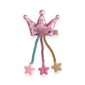 Summer Crystal - Sequin Crown Hair Clip with Tassel Stars - 1 Pack - 1 of 4