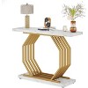 Gulches Modern Luxe Faux Marble Console Accent Sofa Table, Gold Octagon Metal Base, White Top, White, 40" - 3 of 4