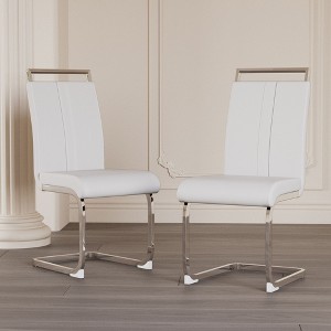 NicBex PU Faux Leather Dining Chairs Set of 2/4 with Silver Metal Legs for Living Room,Meeting Room,Bedroom - 1 of 4