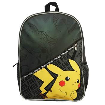 Pokemon 5-Piece Set: 16 Backpack, Padded Utility Case, Small Utility Case,  Rubber Keychain, and Carabiner