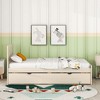 Okak Twin Modern Platform Bed Frame with Trundle & 2 Storage Drawers Sturdy Wooden Platform Bed Noiseless No Springs Required Easy to Assemble, White - 3 of 4