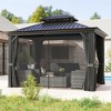 Outsunny Patio Gazebo, Netting & Curtains, 2 Tier Double Vented Steel Roof, Hardtop, Ceiling Hooks, Rust Proof Aluminum - 2 of 4