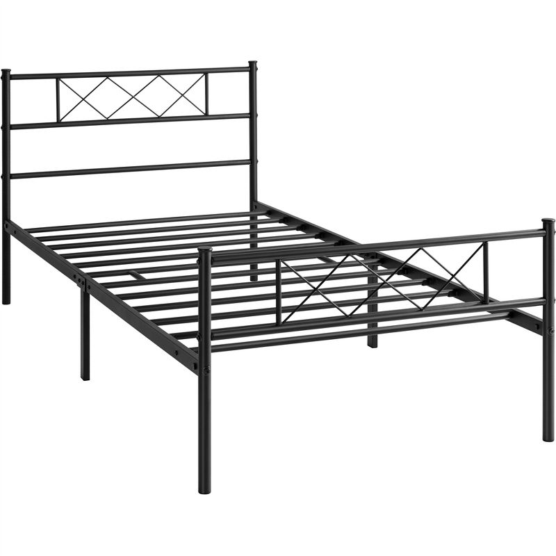 Yaheetech Simple Metal Bed Frame with Headboard&Footboard Slatted Bed Base, 1 of 7