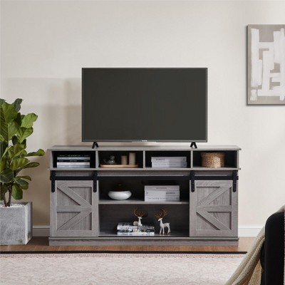 CENGHU TV Stand for Television up to 65" , Modern Mid Century Entertainment Center with Sliding Barn Door, Storage Cabinet Table Living Room, Grey