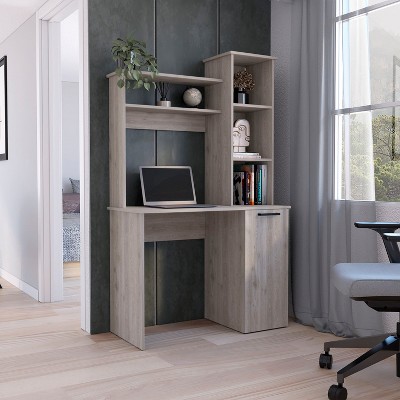 NicBex Home Office Desk 38.7" W Modern Writing Desk with 3-Tier Open Storage Bookshelves, Cabinet and Wooden Frame for Office, Study