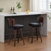 Mid Century Swivel Bar Stools Set of 2,Upholstered Faux Leather Counter Height Barstools with Walnut Back Bentwood Legs for Kitchen Island-Tanpinhause - 2 of 4