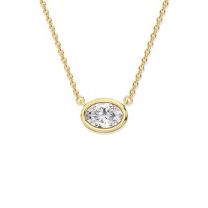 GILDED 1 CTTW Lab-Grown Diamond Bezel Solitaire Pendant, 2.5 Micron 14K Gold-Plated Sterling Silver, Gold Vermeil, 18" Chain, Tarnish-Resistant - 1 of 4