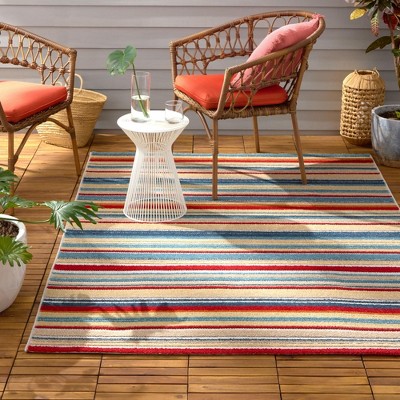 Rio Multicolor Stripe Indoor Outdoor Area Rug, 5'2" x 7'2"