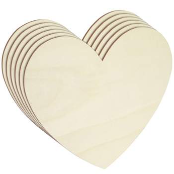 Juvale 6 Pack Unfinished Wooden Hearts for Crafts, DIY Decor, 12 x 10 In