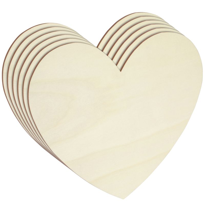 Juvale 6 Pack Unfinished Wooden Hearts for Crafts, DIY Decor, 12 x 10 In, 1 of 10