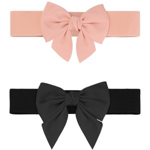 INSPIRE CHIC Women's Decoration Elastic Wide Stretch Bowknot Versatile Fashion Dress Waistband 2 Pcs - 1 of 4