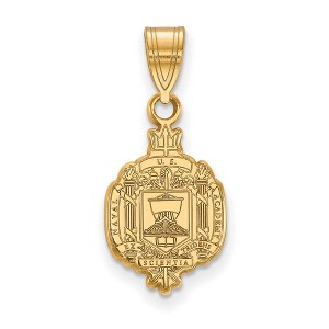 Black Bow Jewelry 14k Yellow Gold Plated Sterling Silver Navy Midshipmen NCAA Medium Pendant - 1 of 3