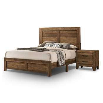 2pc Queen Quail Transitional Bedroom Set Rustic Light Walnut - HOMES: Inside + Out