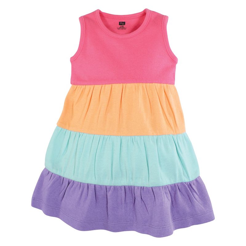 Hudson Baby Girl Cotton Dresses, Rainbow Stripe, 5 of 7