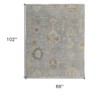 Gray and Blue Wool Floral Hand Knotted Area Rug - 3 of 4