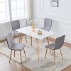 FurnitureR Dining Chairs Set of 4, Fabric Cushion Side Chairs Mid-Back with PU Back and Oak Metal Legs for Kitchen, Dining Room, Grey/Black - 2 of 4