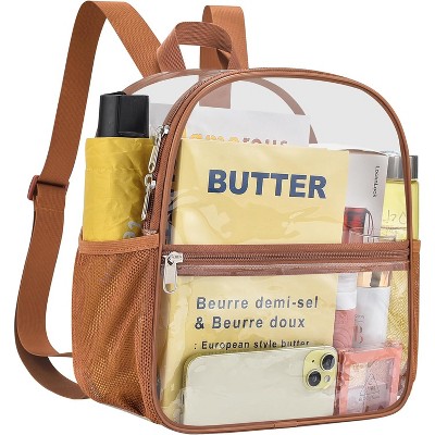 Hachikiko Small Transparent Mini Backpack for Concert, Beach, Work, Travel & Sporting Events with Padded Straps