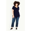 Avenue Women's Plus Size Cotton Gather V Top - 3 of 4