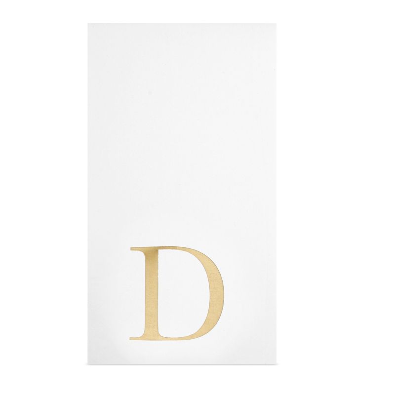 Sparkle and Bash 100 Pack Gold Foil Initial Letter D White Monogram Paper Napkins for Dinner Party, 4 x 8 In, 4 of 8