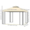 Resenkos Outdoor Garden Gazebo, Sunshade Gazebo Canopy,10' x 10' Double Roof Outdoor Gazebo Canopy Shelter with Netting,Beige - 4 of 4