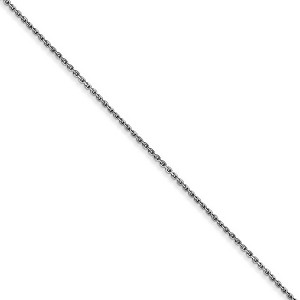 Black Bow Jewelry 0.8mm, 14k White Gold Diamond Cut Cable Chain Necklace - 1 of 4