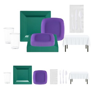 Smarty Had A Party Green And Purple NFL / NBA / MLB Dinnerware Set - 20 Sets - 1 of 4