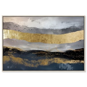 Art Remedy Rivers of Gold Blue Abstract Wall Art Framed - 1 of 4