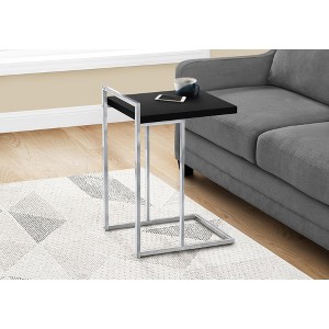 Vynxaria Contemporary C-Shaped Accent Table - Black Laminate & Chrome Metal, 16" L x 18.25" W x 26.5" H - 1 of 4