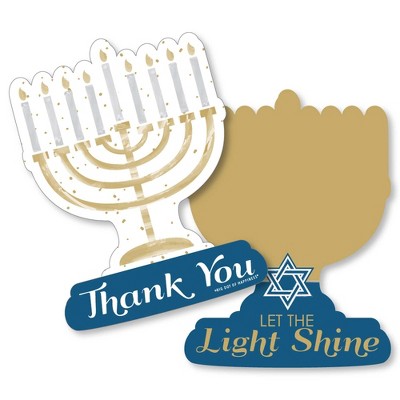 Big Dot of Happiness Happy Hanukkah - Shaped Thank You Cards - Chanukah Holiday Party Thank You Note Cards with Envelopes - Set of 12