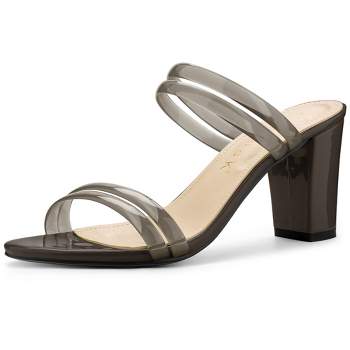 Allegra K Women's Clear Strappy Slide Mule Block Heel Sandal