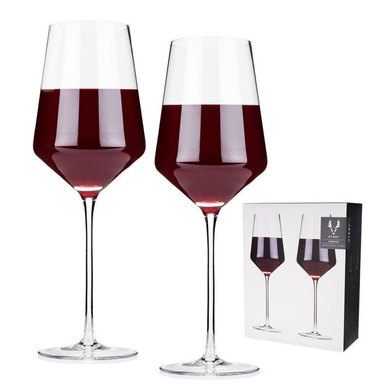 Viski Raye Angled Crystal Wine Glasses Set of 2, 1 of 14
