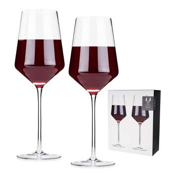 Viski Raye Angled Crystal Wine Glasses Set of 2