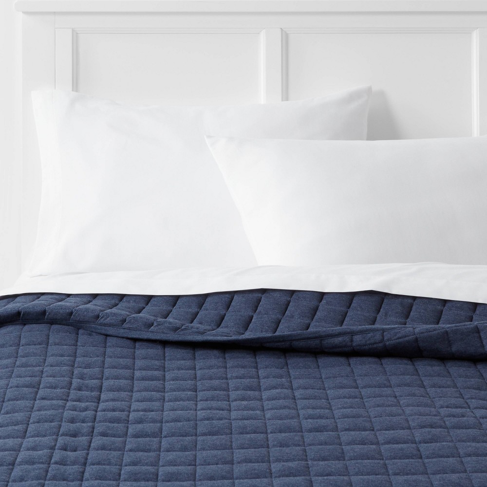 Photos - Duvet Full/Queen Jersey Quilt Navy - Room Essentials™