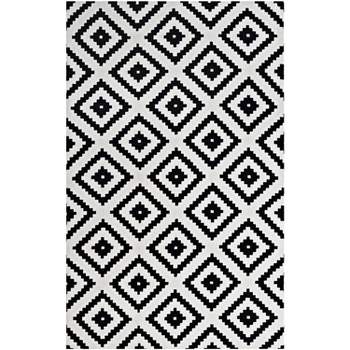 Modway Alika Abstract Diamond Trellis Area Rug, 8X10, Black and White
