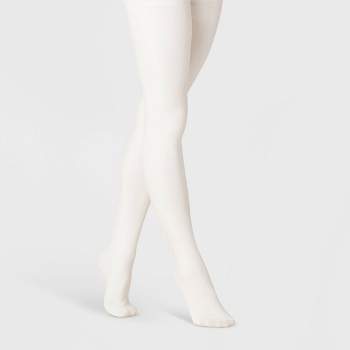 Women's Flat Knit Fleece Lined Tights - A New Day™ Ivory M/l : Target