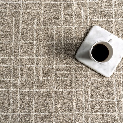 Tiera 4' x 6' Checkered Wool Area Rug in Neutral Tones