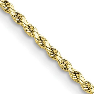 Black Bow Jewelry 2mm 10K Yellow Gold Hollow Diamond Cut Rope Chain Necklace - 1 of 4